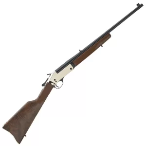 Henry Repeating Arms Brass Single Shot Break Action Rifle .45-70 Government 22″ Barrel 1 Round Polished Brass Receiver Walnut Stock Blued Finish