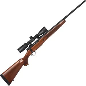 Mossberg Patriot Walnut Combo .22-250 Rem Bolt Action Rifle 22″ Fluted Barrel 5 Rounds with Vortex Crossfire II 3-9x40mm Scope Walnut Stock Matte Blued Finish