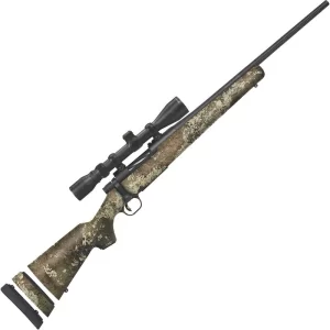 Mossberg Patriot Youth Super Bantam Scoped Combo .308 Win Bolt Action Rifle 20″ Fluted Barrel 5 Rounds 3-9x40mm Scope Strata Camo Synthetic Stock Matte Blue Finish