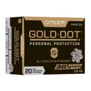 Speer Gold Dot 30 Super Carry 115gr JHP 20 Rounds