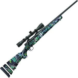 Mossberg Patriot Youth Super Bantam Scoped Combo Bolt Action Rifle .243 Win 20″ Fluted Barrel 4 Rounds Muddy Girl Serenity Synthetic Stock Matte Blued Finish