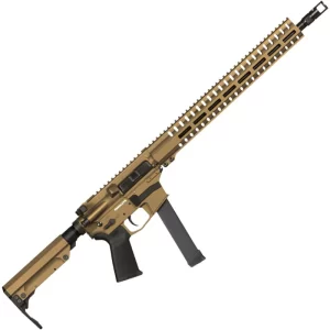 CMMG Resolute 300 MkGs 9mm Luger AR-15 Semi Auto Rifle 16″ Barrel 33 Rounds Uses GLOCK Style Magazines RML15 M-LOK Handguard RipStock Collapsible Stock Burnt Bronze Finish