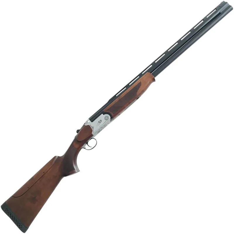 RIA Imports Over Under Competition 12 Gauge O/U Break Action Shotgun 28″ Vent Rib Barrels 3″ Chambers 2 Rounds Walnut Stock Silver/Blued Finish