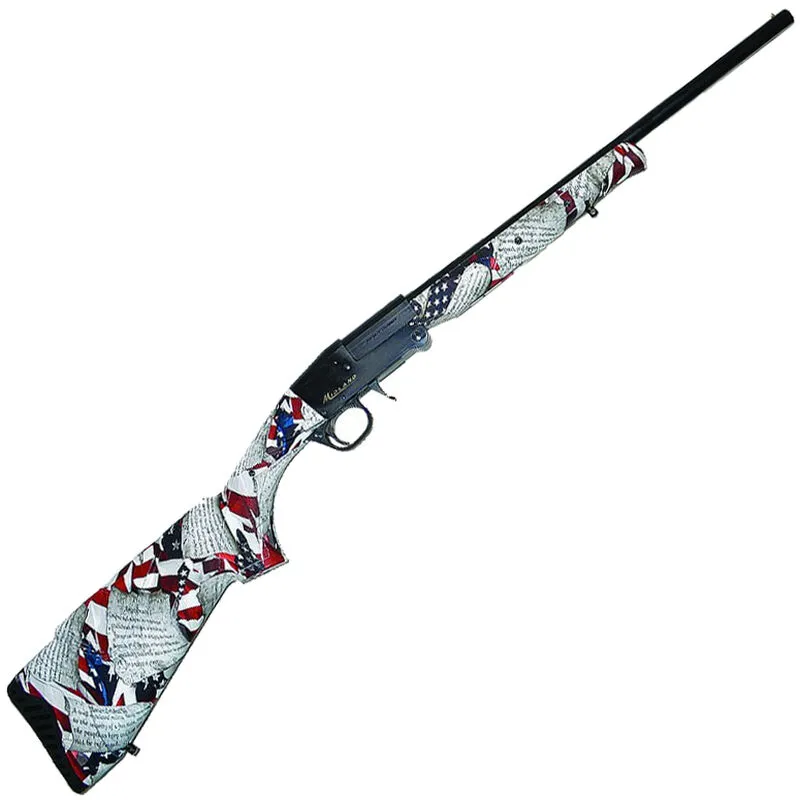 Midland Backpack US Constitution 20 Gauge Single Shot Break Action Shotgun 26″ Barrel 3″ Chamber 1 Round Foldable Design Constitution Camo Synthetic Stock Black Finish