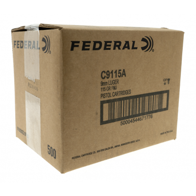 Federal 9mm 115gr FMJ 500-Round Case