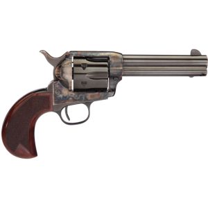 Taylor’s & Co Cattleman .45 LC Single Action Revolver 4.75″ Barrel 6 Rounds Birdshead Checkered Walnut Grips Case Hardened/Blued Finish