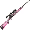 Savage Arms Axis XP Compact 6.5 Creedmoor Bolt Action Rifle 20″ Barrel 4 Rounds with a Weaver 3-9×40 Scope Muddy Girl Camo Synthetic Stock Black Finish