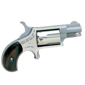 North American Arms Mini Revolver Single Action Rimfire .22 LR 1.13″ Barrel 5 Rounds Stainless Steel Red & Black Wood Grips NAA-22LRR