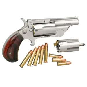 North American Arms Ranger Break Top II .22 WRM/.22LR Single Action Revolver 1-5/8″ Barrel 5 Rounds Rosewood Birdshead Grip Stainless Bead Blast Finish
