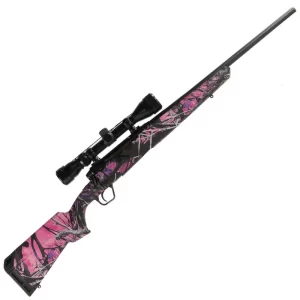 Savage Axis XP Compact Bolt Action Rifle .223 Remington 20″ Barrel 4 Rounds Detachable Box Magazine Weaver 3-9×40 Riflescope Synthetic Stock Muddy Girl Camo Finish