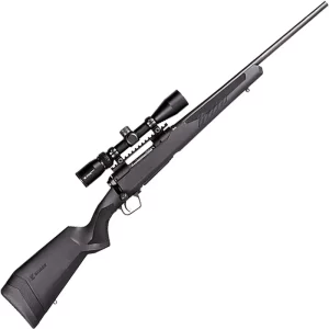 Ready to go, right out of the box, the Savage Package Series offers a rare combination of quality, convenience and affordability. We’ve built our Package models in a way that takes all the guess work out of buying a rifle, scope, bases and rings. No matter what you’re looking for we’ve got a package to meet your needs. Trophy Hunter XP Package Features a black synthetic stock and detachable box magazine, AccuTrigger, and a standard contour barrel with blued finish. Includes Nikon 3-9x40mm riflescope factory mounted and boresighted.  Specifications and Features: Savage 11/111 Trophy Hunter XP .270 Wincester Short Magnum 22″ Carbon steel matte black barrel 2 round detachable box magazine AccuTrigger 1:10″ twist rate Recoil Pad 43.875″ Overall Length 6.8 lbs