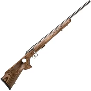 Savage Arms 93BTVS Bolt Action Rifle .22 WMR 21″ Stainless Steel Bull Barrel 5 Rounds Natural Wood Thumbhole Stock