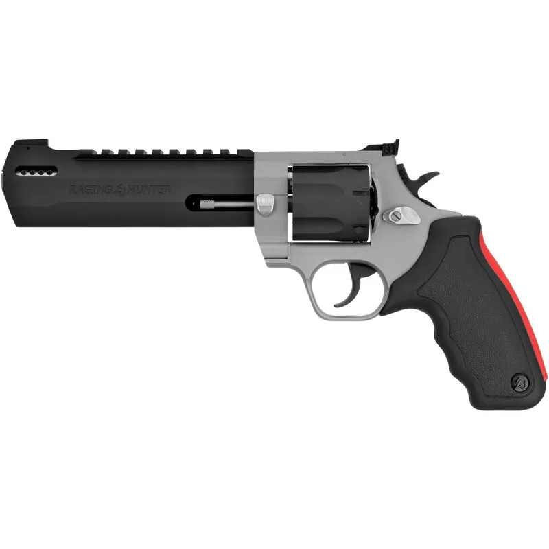 Taurus Raging Hunter .357 Mag DA/SA Revolver 6.75 ” Ported Barrel 7 Rounds Adjustable Rear Sight Picatinny Top Rail Rubber Grip Two Tone Stainless/Black