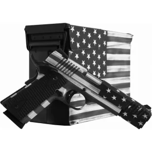 Citadel M-1911 Government .45 ACP Full Sized 1911 Semi Auto Pistol 5″ Barrel 8 Rounds Black G10 Synthetic Grips US Flag Grayscale Battleworn Finish