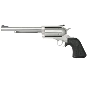 Magnum Research BFR Single Action Revolver .50 AE 7.5″ Barrel 5 Rounds Short Cylinder Model Fixed Front/Rear Adjustable Sight Black Rubber Grip Brushed Stainless Steel Finish