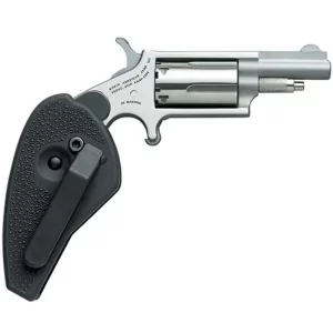 NAA Black Widow .22 WMR Revolver 2″ Barrel 5 Rounds Rubber Grips Stainless Frame PVD Finish