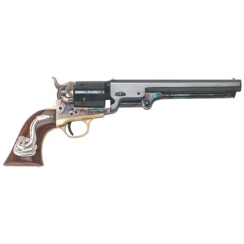 Cimarron “Man with No Name” Single Action Revolver .38 Special/.38 Colt 7.5″ Barrel 6 Rounds Walnut Grip with Rattlesnake Inlay Blue Finish CA9081SSI01