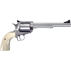 Magnum Research BFR .480 Ruger/.475 Linebaugh Single Action Revolver 7.5″ Barrel 5 Rounds Short Cylinder Model Adjustable Rear Sight Synthetic Pearl Grip Brushed Stainless Finish