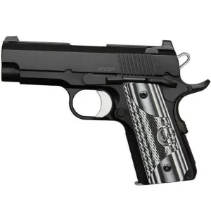 The Dan Wesson ECO is an outstanding choice for off duty/plain clothes law enforcement, and concealed carry applications. The Dan Wesson ECO is a reliable, durable, accurate, and is easy to carry and shoot well. With a host of features that would make any firearms manufacturer blush, the Dan Wesson ECO is truly a complete conceal carry 1911. The 3.5″ flush cut ramped bull barrel, Fixed Tritium Night Sights with Tactical Ledge, and Anodized aluminum frame make the Dan Wesson ECO a lightweight carry gun that is incredibly accurate. When the chips are down, and things have gone from bad to worse, the Dan Wesson ECO is the tool you want in hand.  Specifications and Features: 9mm Luger 3.5″ flush cut ramped bull barrel 7 rounds 1.56 lbs 7.25″ overall length 1.45″ overall width Anodized aluminum frame features under cut trigger guard and 25LPI checkering Recoil system features solid one piece guide rod, flat recoil spring Smooth slide for easier operation and less felt recoil Slide and small parts are treated with Duty finish Flush cut, ramped bull barrel with target crown Fixed tritium night sights with tactical ledge Manual thumb safety and grip safety Aluminum mainspring housing Single action trigger 4lbs Trigger Pull G10 Grips Black Finish