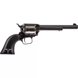 Heritage Rough Rider .22 LR Single Action Rimfire Revolver 6.5″ Barrel 6 Rounds Black Laminate Grips with Stylized Skull Graphic Blued Finish